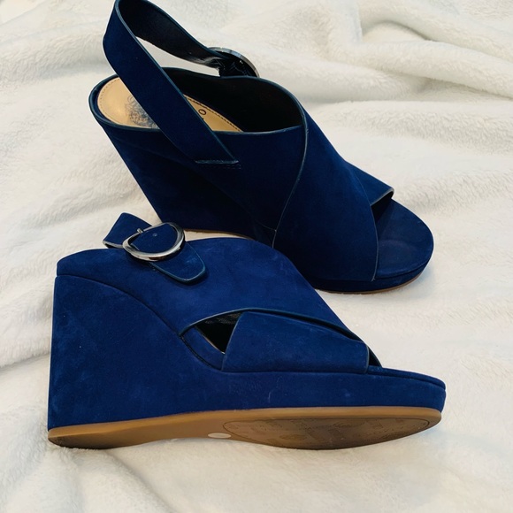 Vince Camuto blue suede wedges - Picture 5 of 5